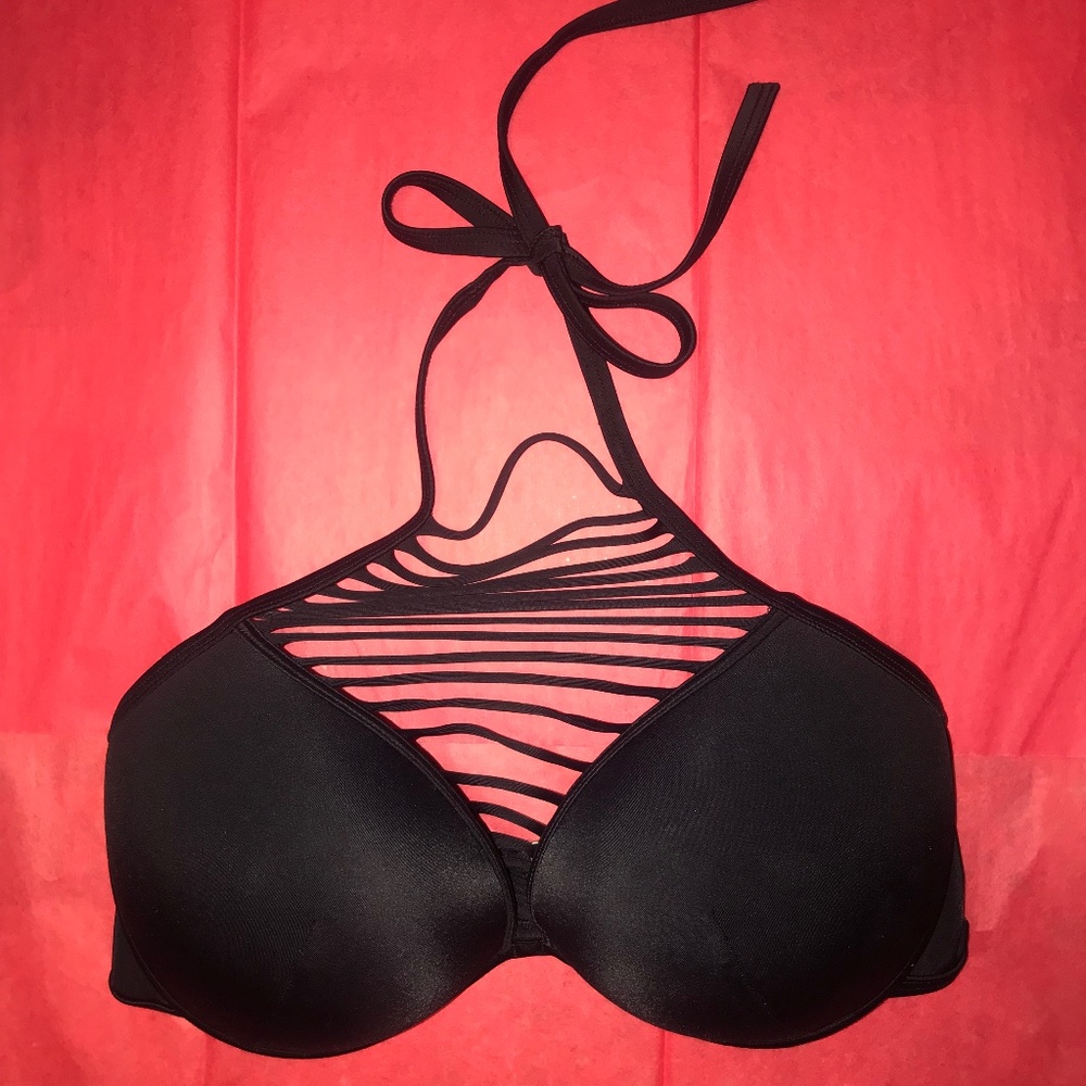 Victoria’s Secret Swim Bikini Cut Out Cage Strappy Padded Push Up Top 34DD